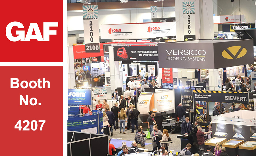 GAF welcomes attendees at the International Roofing Expo to visit its booth at No. 4207.