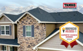TAMKO's StormFighter-FLEX shingle won a product choice award from the International Roofing Expo. (Home with ProLine TM shingles pictured.)