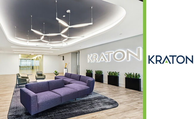 The lobby of Kraton’s new headquarters building in The Woodlands, Texas. (pictured)